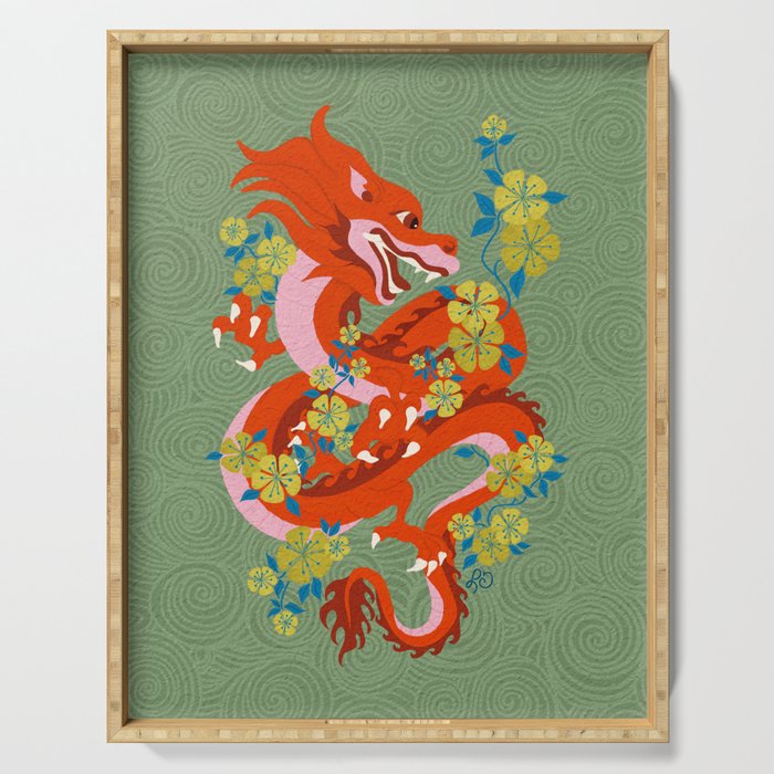 Dragon Dance Among the Blossoms Serving Tray Gallery Image 1