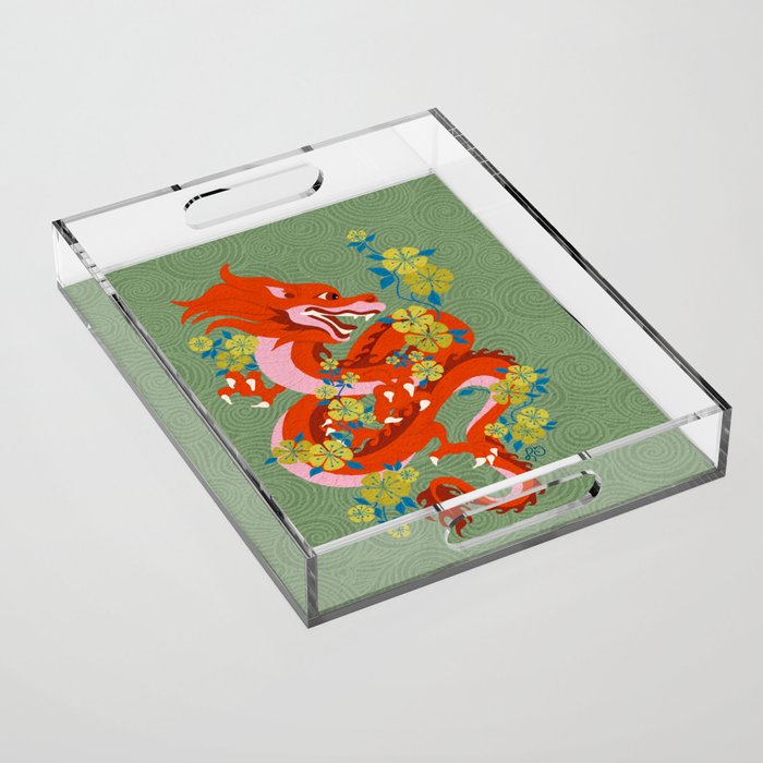 Dragon Dance Among the Blossoms Acrylic Tray Gallery Image 1