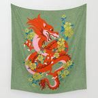 Dragon Dance Among the Blossoms Wall Tapestry Gallery Image 4