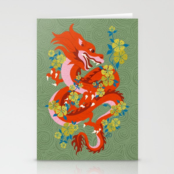 Dragon Dance Among the Blossoms Stationery Card Gallery Image 1