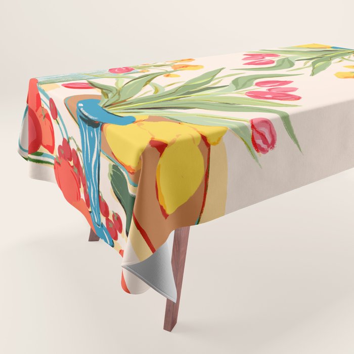 Fresh Tomatoes and Flowers Tablecloth Gallery Image 1