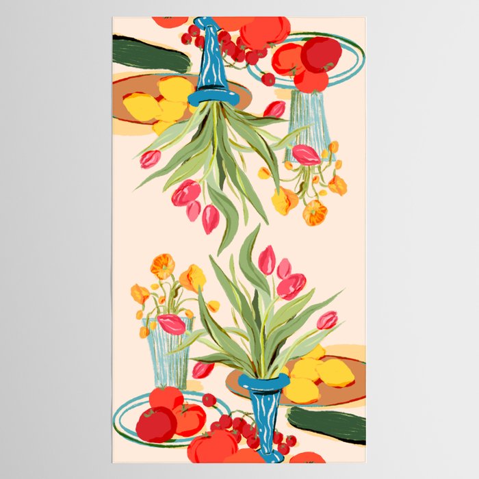 Fresh Tomatoes and Flowers Tablecloth Gallery Image 2