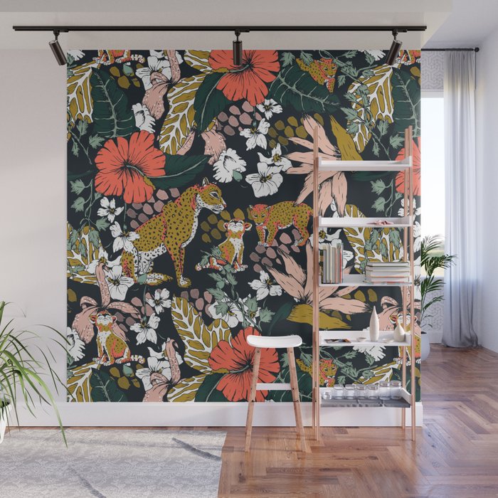 Animal print dark jungle Wall Mural Gallery Image 1