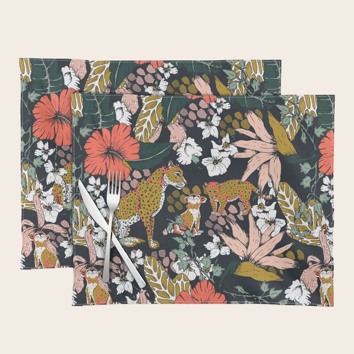 Animal print dark jungle Placemat Gallery Image 1