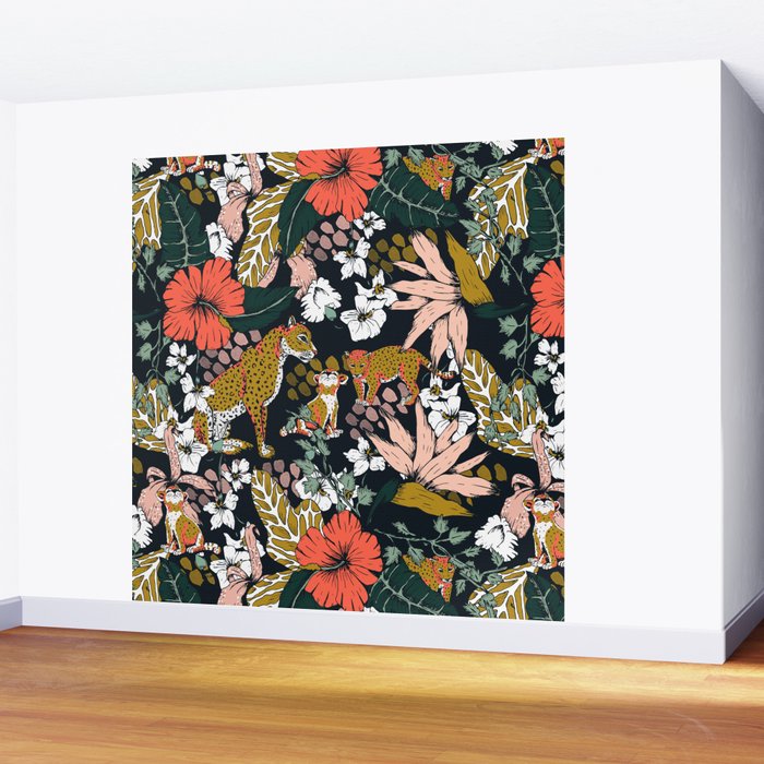 Animal print dark jungle Wall Mural Gallery Image 2
