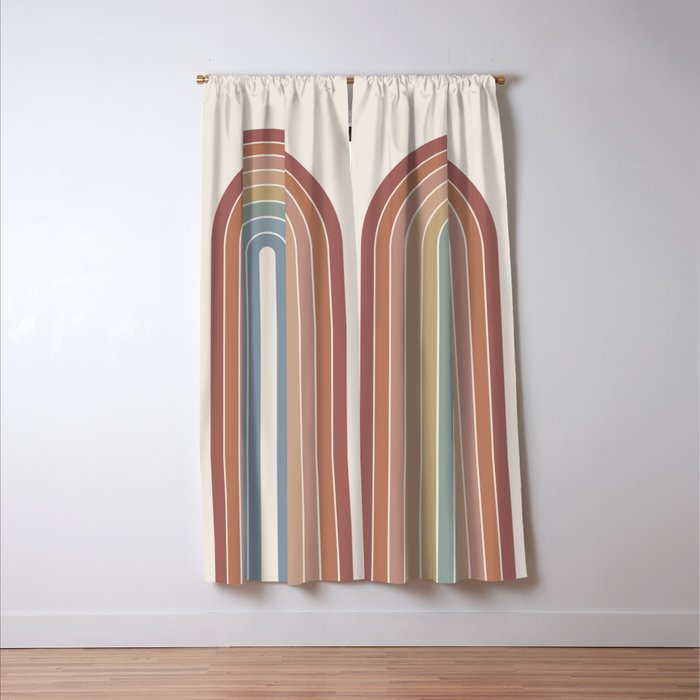 Gradient Arch XXIV Earthy Mid Century Modern Rainbow Window Curtain Gallery Image 3