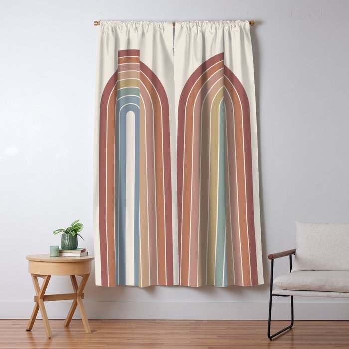 Gradient Arch XXIV Earthy Mid Century Modern Rainbow Window Curtain Gallery Image 1