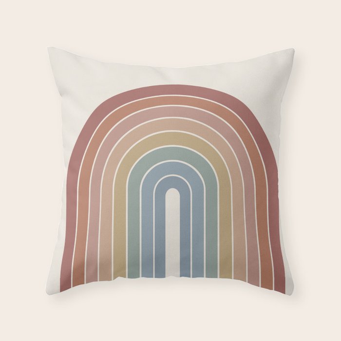 Gradient Arch XXIV Earthy Mid Century Modern Rainbow Throw Pillow Gallery Image 1