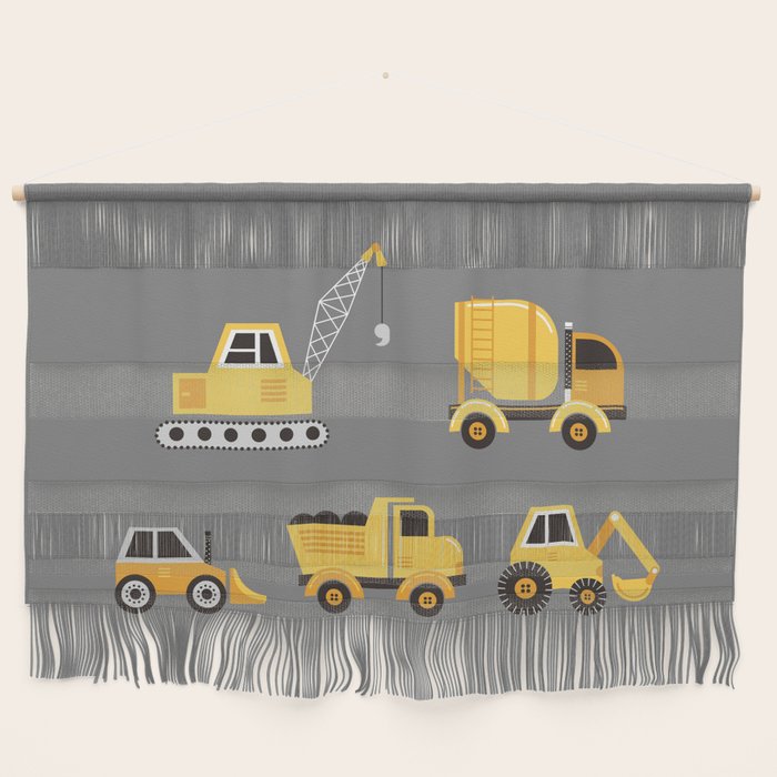 Construction Trucks on Gray Wall Hanging Gallery Image 1