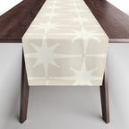 Midcentury Modern Atomic Starburst Pattern Beige Cream  Table Runner Gallery Image 1