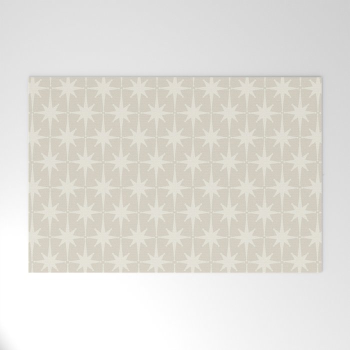 Midcentury Modern Atomic Starburst Pattern Beige Cream  Welcome Mat Gallery Image 1