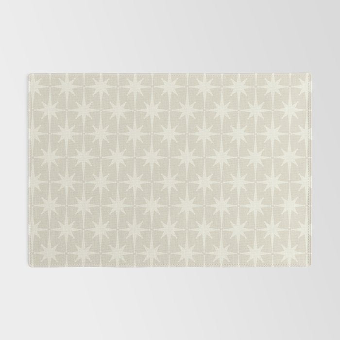 Midcentury Modern Atomic Starburst Pattern Beige Cream  Rug Gallery Image 2