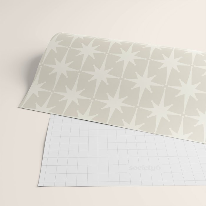 Midcentury Modern Atomic Starburst Pattern Beige Cream  Wrapping Paper Gallery Image 2
