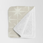 Midcentury Modern Atomic Starburst Pattern Beige Cream  Throw Blanket Gallery Image 3