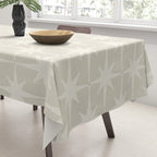 Midcentury Modern Atomic Starburst Pattern Beige Cream  Tablecloth Gallery Image 3