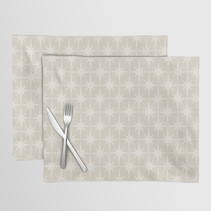 Midcentury Modern Atomic Starburst Pattern Beige Cream  Placemat Gallery Image 1