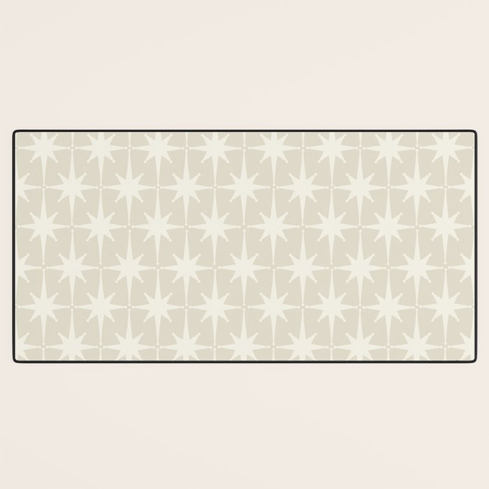 Midcentury Modern Atomic Starburst Pattern Beige Cream  Desk Mat Gallery Image 3