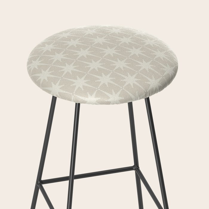 Midcentury Modern Atomic Starburst Pattern Beige Cream  Stool Gallery Image 2