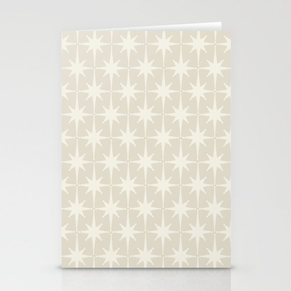 Midcentury Modern Atomic Starburst Pattern Beige Cream  Stationery Card Gallery Image 2