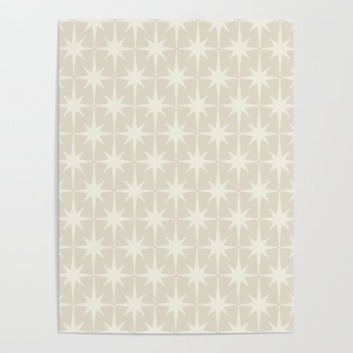 Midcentury Modern Atomic Starburst Pattern Beige Cream  Poster Gallery Image 1