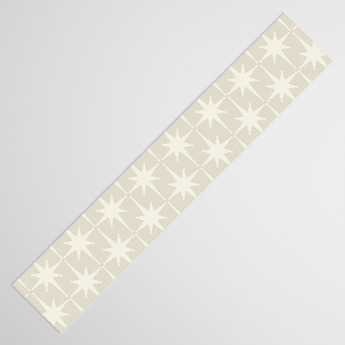 Midcentury Modern Atomic Starburst Pattern Beige Cream  Table Runner Gallery Image 3