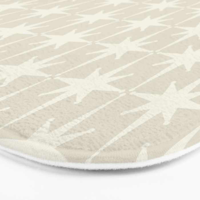 Midcentury Modern Atomic Starburst Pattern Beige Cream  Bath Mat Gallery Image 3
