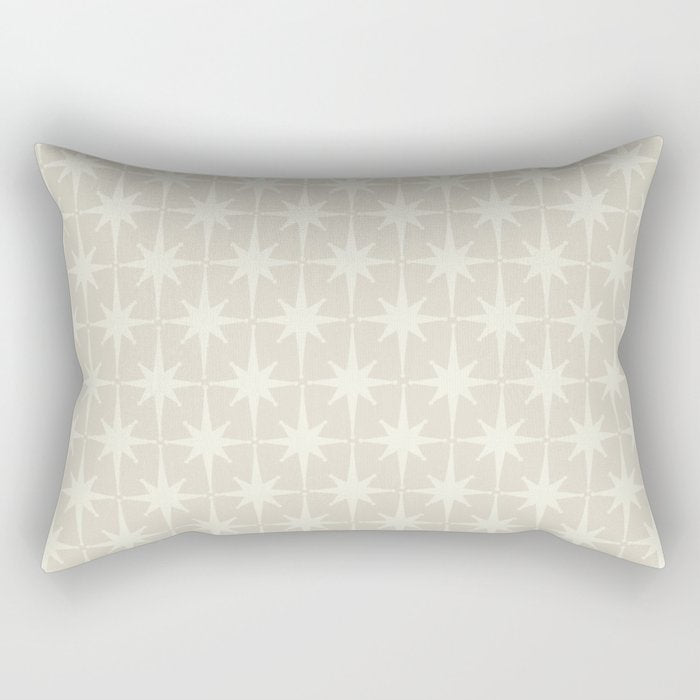 Midcentury Modern Atomic Starburst Pattern Beige Cream  Rectangular Pillow Gallery Image 1