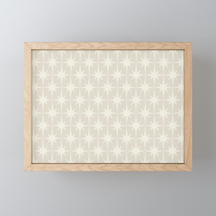 Midcentury Modern Atomic Starburst Pattern Beige Cream  Mini Art Print Gallery Image 1