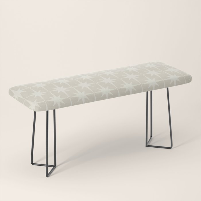 Midcentury Modern Atomic Starburst Pattern Beige Cream  Bench Gallery Image 1