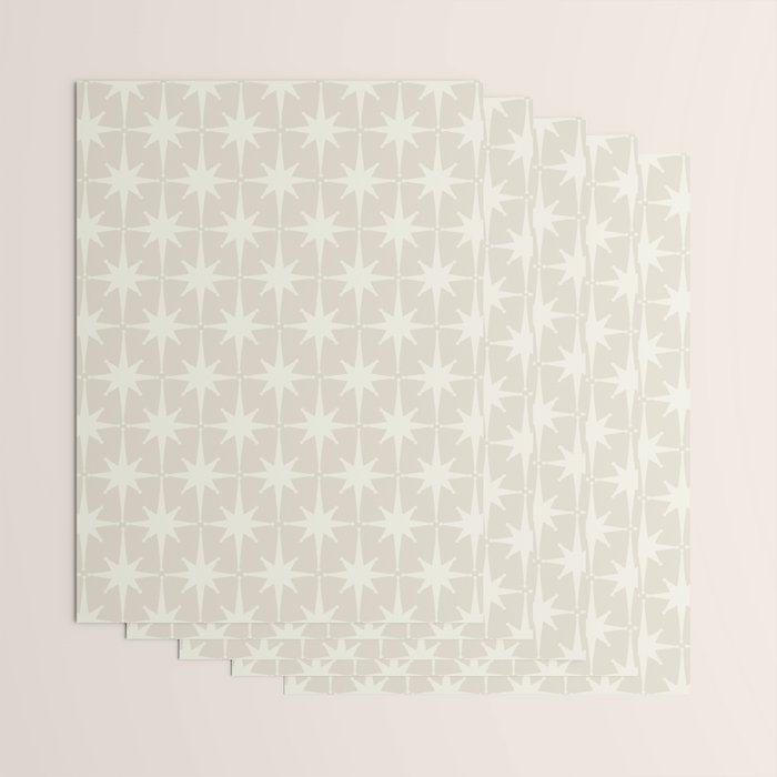 Midcentury Modern Atomic Starburst Pattern Beige Cream  Wrapping Paper Gallery Image 3