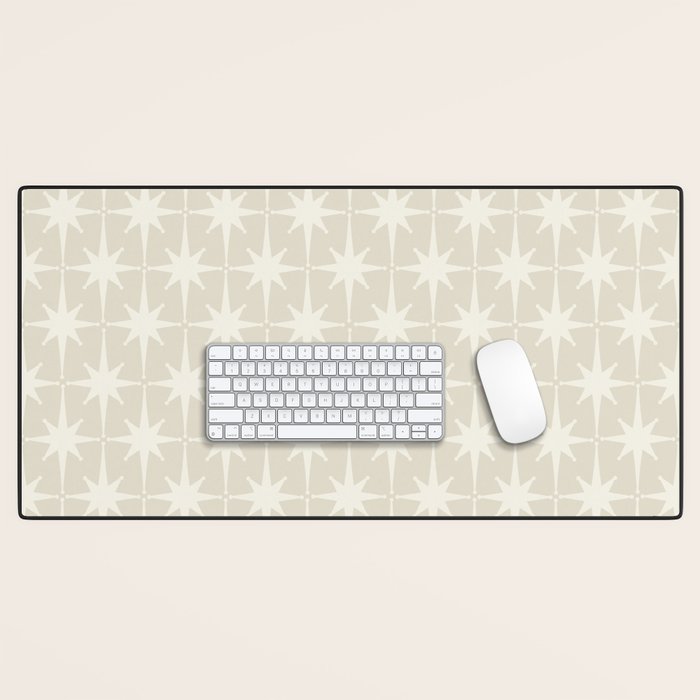Midcentury Modern Atomic Starburst Pattern Beige Cream  Desk Mat Gallery Image 1