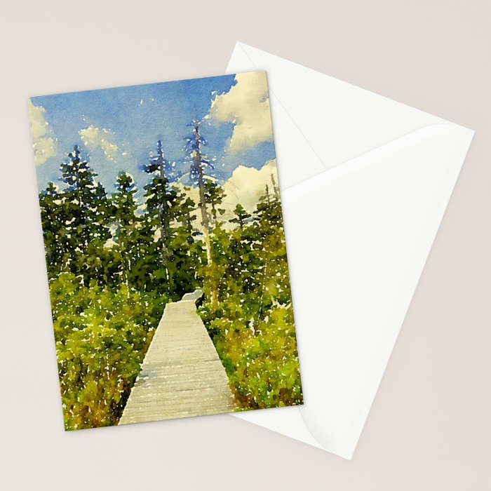 boardwalk path through the bog Stationery Card Gallery Image 2