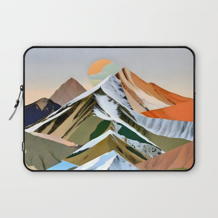 The Great Mountain Ranges, Nature Photography Collage, Digital Eclectic Geometric, Landscape Travel Contemporary Boho, Mountains Hills Adventure Laptop Sleeve Gallery Image 1