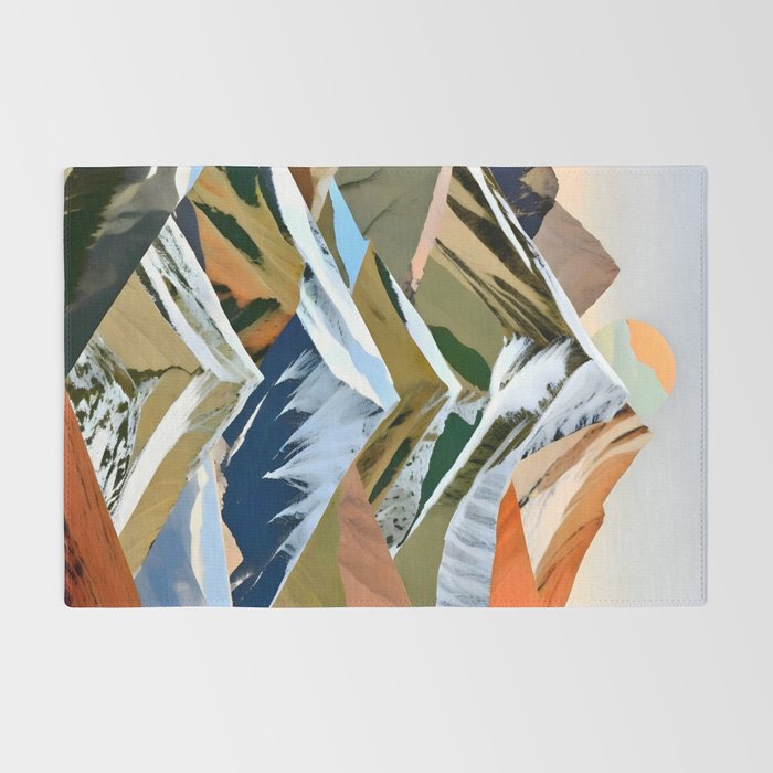 The Great Mountain Ranges, Nature Photography Collage, Digital Eclectic Geometric, Landscape Travel Contemporary Boho, Mountains Hills Adventure Rug Gallery Image 2