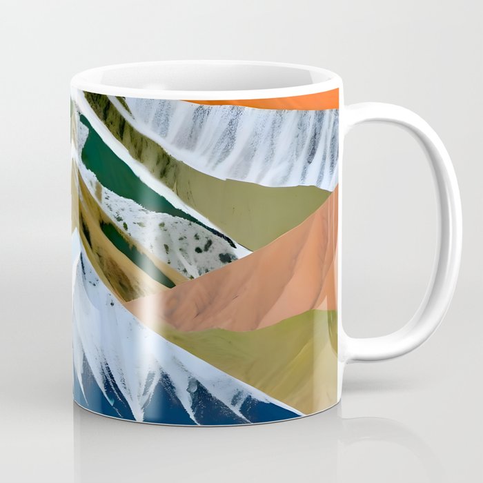 The Great Mountain Ranges, Nature Photography Collage, Digital Eclectic Geometric, Landscape Travel Contemporary Boho, Mountains Hills Adventure Coffee Mug Gallery Image 1