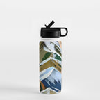 The Great Mountain Ranges, Nature Photography Collage, Digital Eclectic Geometric, Landscape Travel Contemporary Boho, Mountains Hills Adventure Water Bottle Gallery Image 1