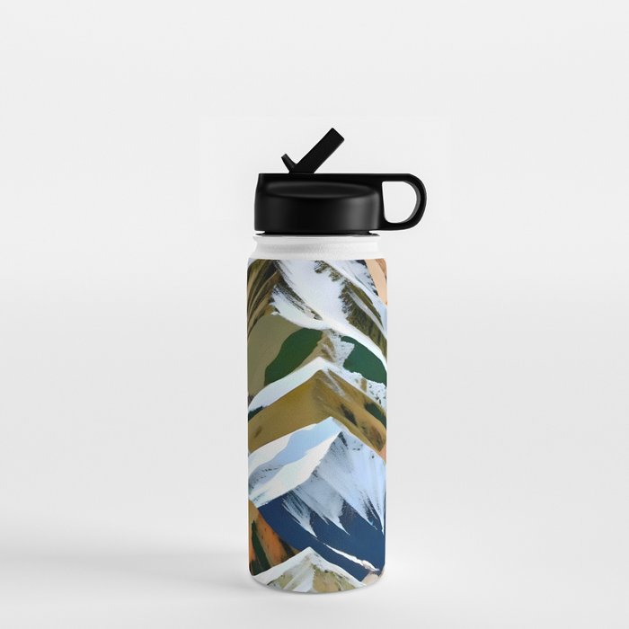The Great Mountain Ranges, Nature Photography Collage, Digital Eclectic Geometric, Landscape Travel Contemporary Boho, Mountains Hills Adventure Water Bottle Gallery Image 1