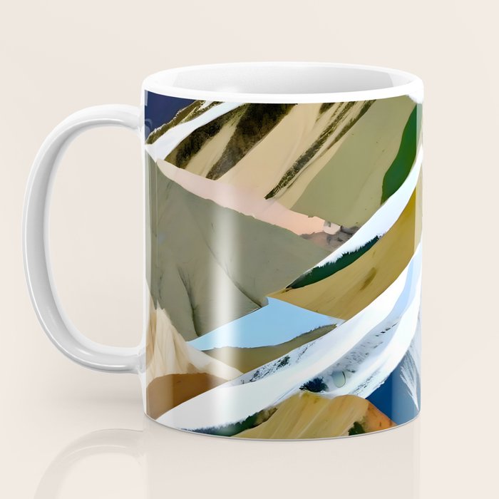 The Great Mountain Ranges, Nature Photography Collage, Digital Eclectic Geometric, Landscape Travel Contemporary Boho, Mountains Hills Adventure Coffee Mug Gallery Image 3