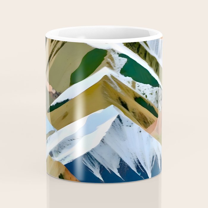 The Great Mountain Ranges, Nature Photography Collage, Digital Eclectic Geometric, Landscape Travel Contemporary Boho, Mountains Hills Adventure Coffee Mug Gallery Image 4