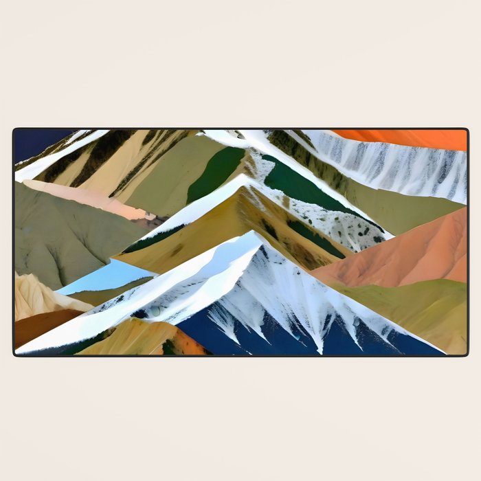 The Great Mountain Ranges, Nature Photography Collage, Digital Eclectic Geometric, Landscape Travel Contemporary Boho, Mountains Hills Adventure Desk Mat Gallery Image 3