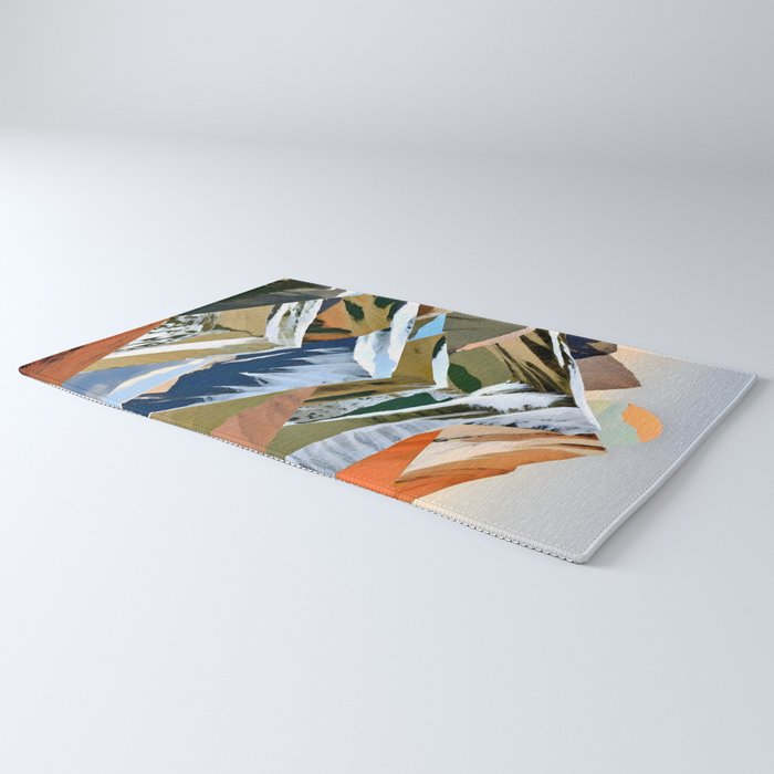 The Great Mountain Ranges, Nature Photography Collage, Digital Eclectic Geometric, Landscape Travel Contemporary Boho, Mountains Hills Adventure Rug Gallery Image 3
