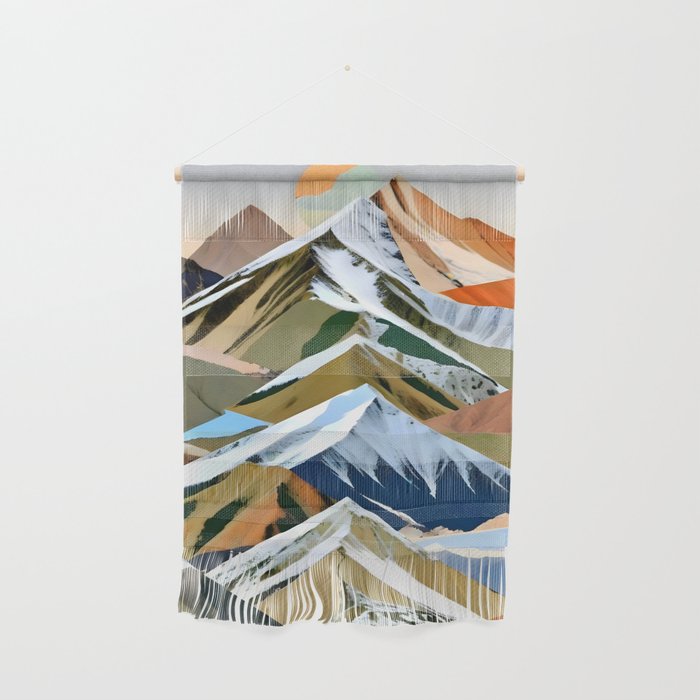The Great Mountain Ranges, Nature Photography Collage, Digital Eclectic Geometric, Landscape Travel Contemporary Boho, Mountains Hills Adventure Wall Hanging Gallery Image 1