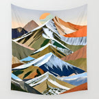 The Great Mountain Ranges, Nature Photography Collage, Digital Eclectic Geometric, Landscape Travel Contemporary Boho, Mountains Hills Adventure Wall Tapestry Gallery Image 4