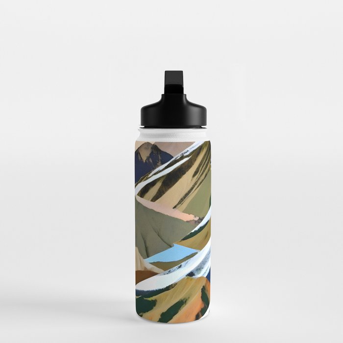 The Great Mountain Ranges, Nature Photography Collage, Digital Eclectic Geometric, Landscape Travel Contemporary Boho, Mountains Hills Adventure Water Bottle Gallery Image 3