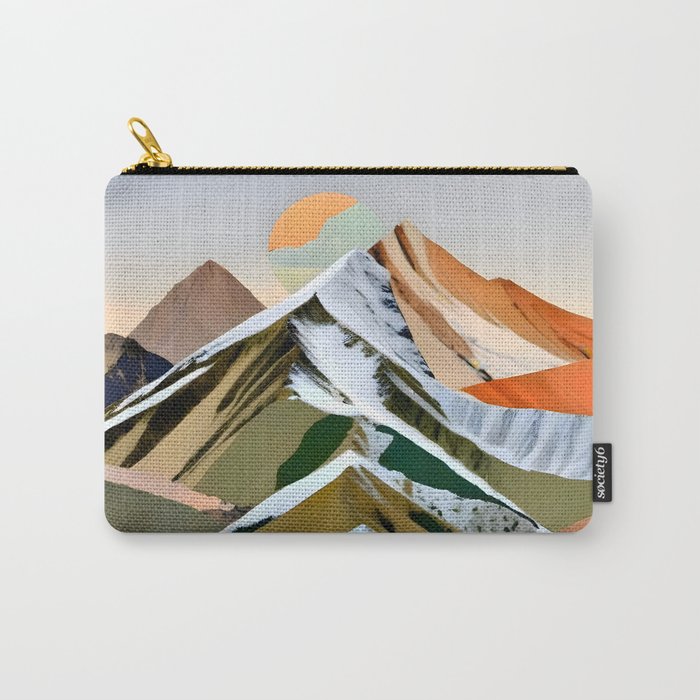 The Great Mountain Ranges, Nature Photography Collage, Digital Eclectic Geometric, Landscape Travel Contemporary Boho, Mountains Hills Adventure Carry All Pouch Gallery Image 1