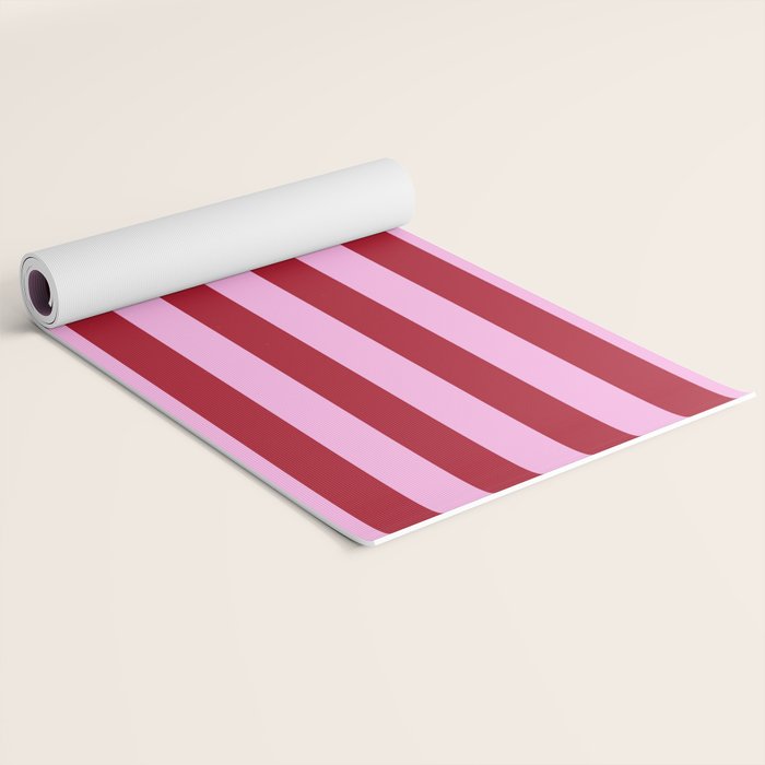 Pink and Red Candy Stripes Pattern Yoga Mat Gallery Image 2
