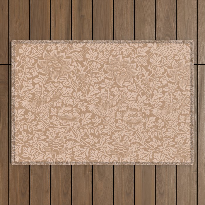 William Morris Bird & Anemone Dusky Rose Outdoor Rug Gallery Image 1