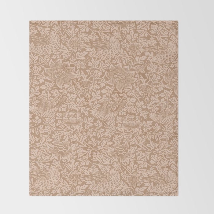 William Morris Bird & Anemone Dusky Rose Throw Blanket Gallery Image 2