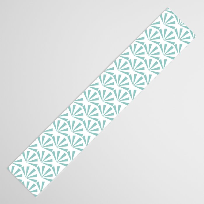 Light teal mid century modern sun pattern Table Runner Gallery Image 3