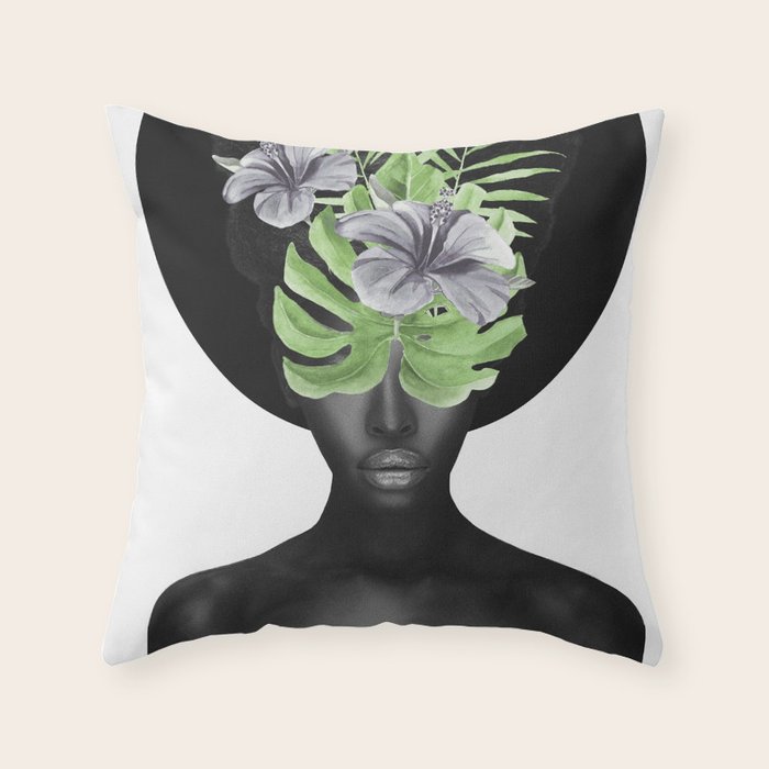 Tropical Girl Throw Pillow Gallery Image 6
